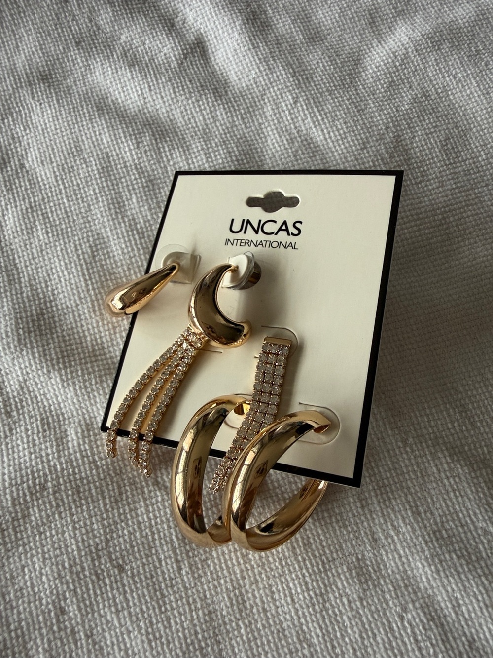 Gold Tone Mixed Hoop and Drop Earring Set